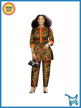 African Print 2 Piece Pant Set for Women Cotton Ankara Outfit